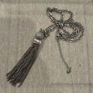 Elegant Silver Tassel Necklace